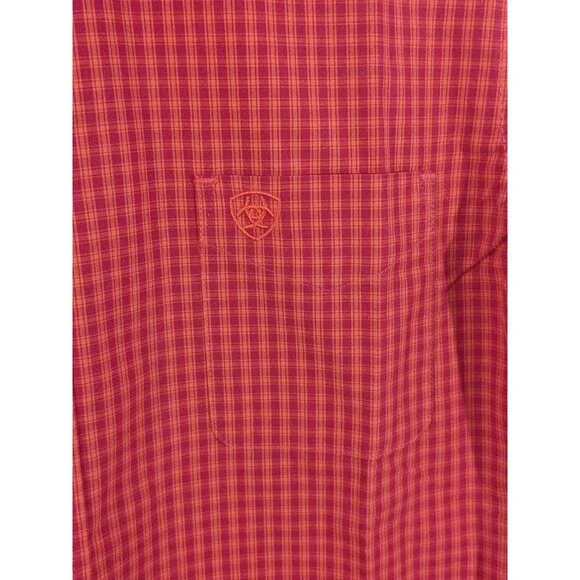 Ariat Boys Teen Pro Series Plaid Red Button Down Shirt Cowboy Western Sz XL (18) - Picture 3 of 10